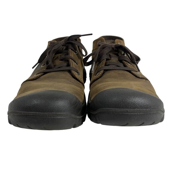 Keen Mens Size 12M Briggs II Brown Leather Lace-Up Hiking Shoes Rubber Toe Cap - Picture 3 of 11